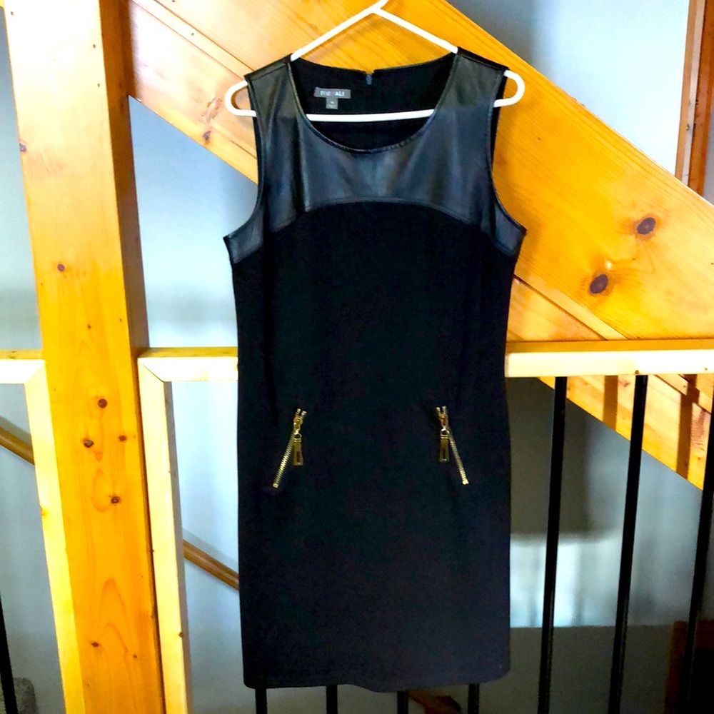 Black dress with gold zippers. Roz&Ali